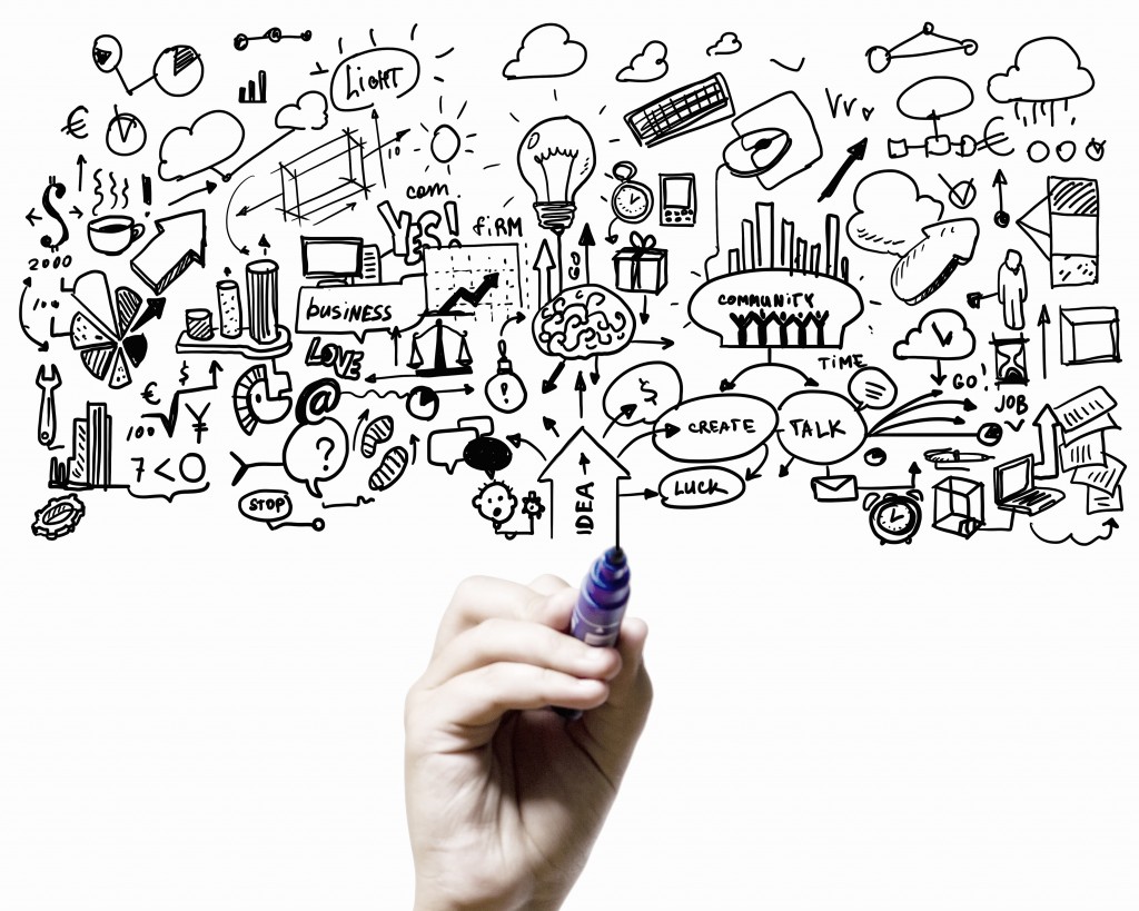 Close up of man hand drawing success strategy plan